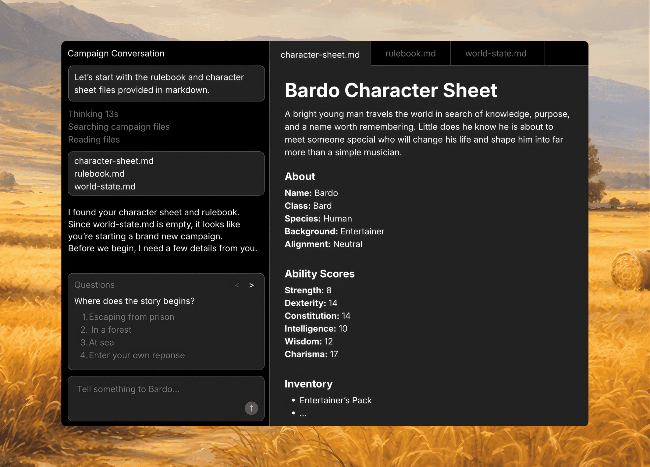 Bardo landing page preview