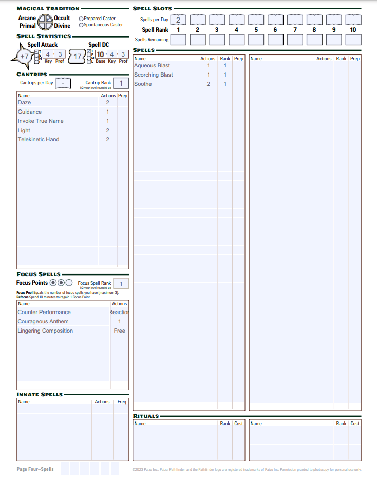 Regular character sheet – Page 4