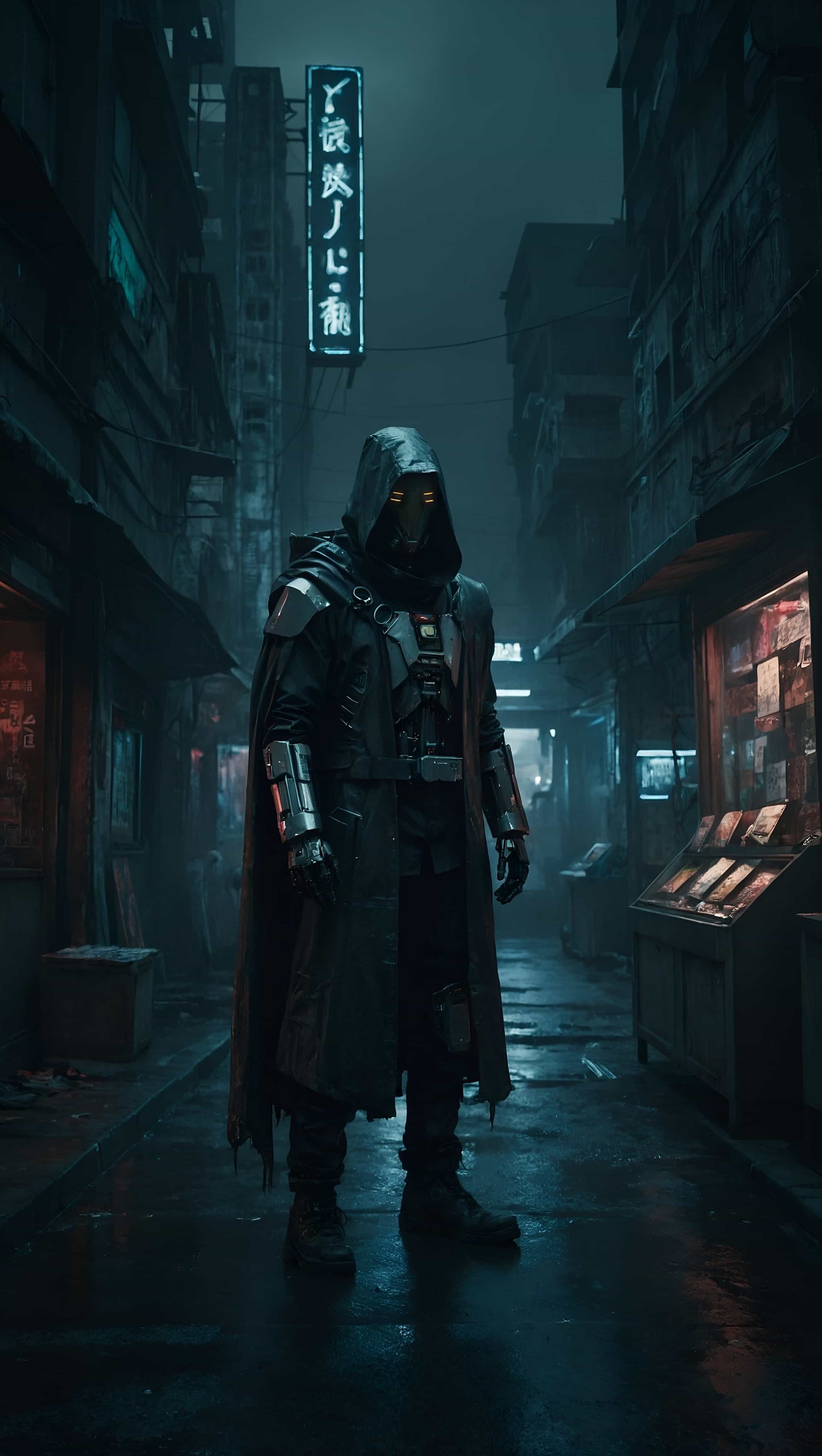Very realistic (ttrpg) table top role playing game cyberpunk character with a front pose to the camera.