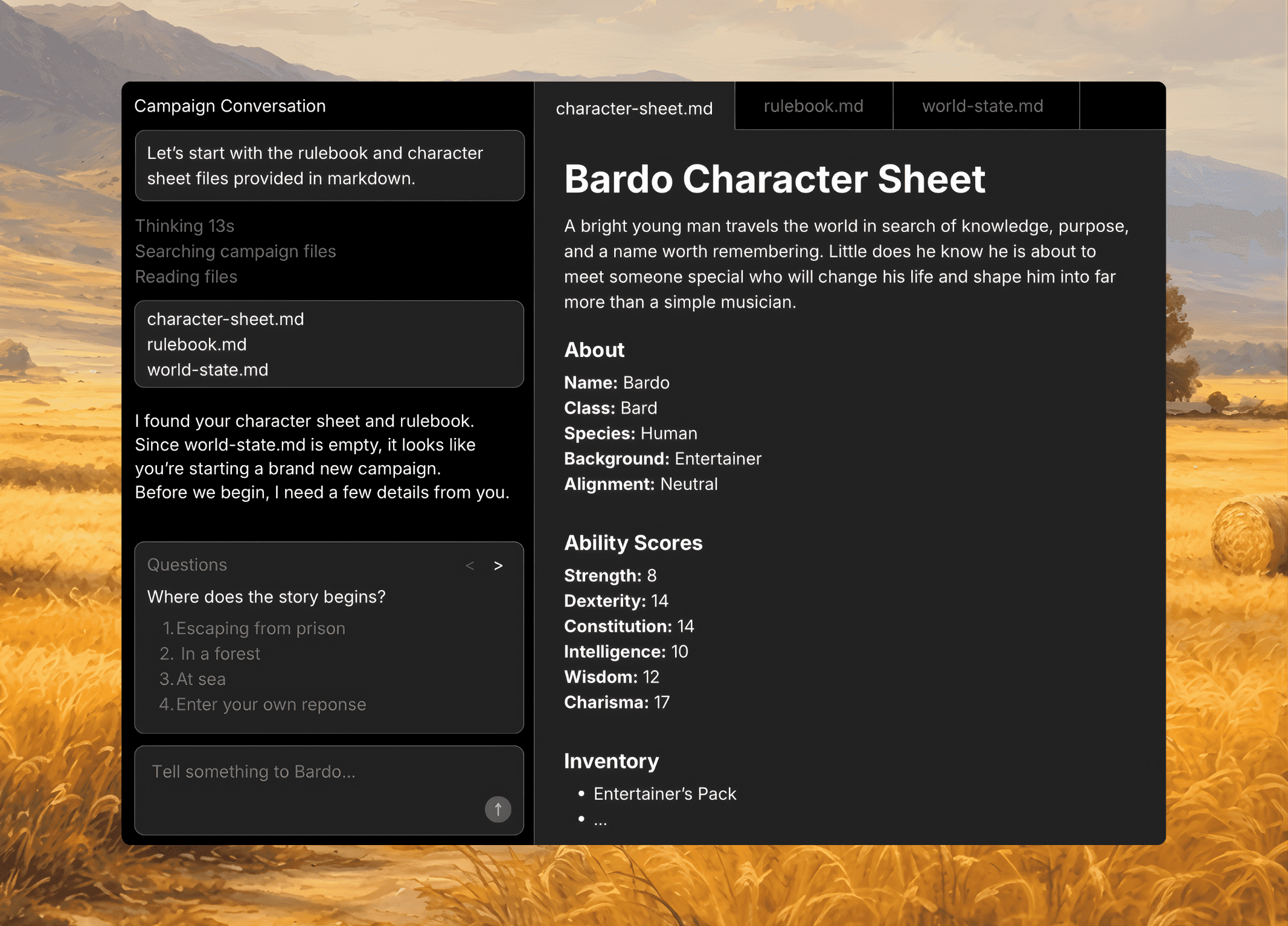 Bardo landing page preview